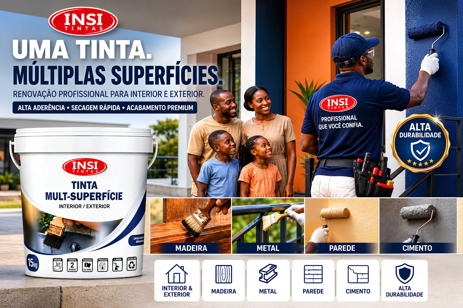Tinta Mult-Superfície Insi — Uma tinta, múltiplas superfícies